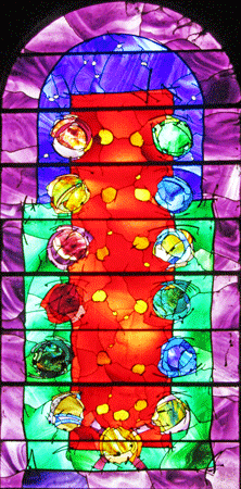 Cathedral Stained Glass Window - a modern interpretation of the Last Supper